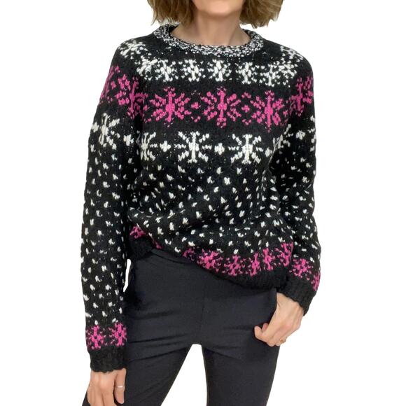 J.Crew Jacquard Snowflake Sweater Sz S New $168 Relaxed Chunky Knit Wool Alpaca - Picture 1 of 10
